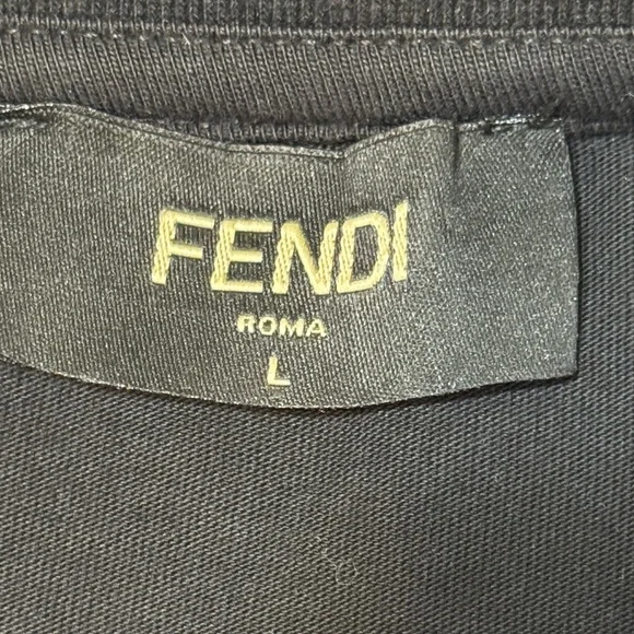 Fendi FF Mesh Panel Black T‑Shirt (Flawed Embellishment) size Large - Picture 7 of 14